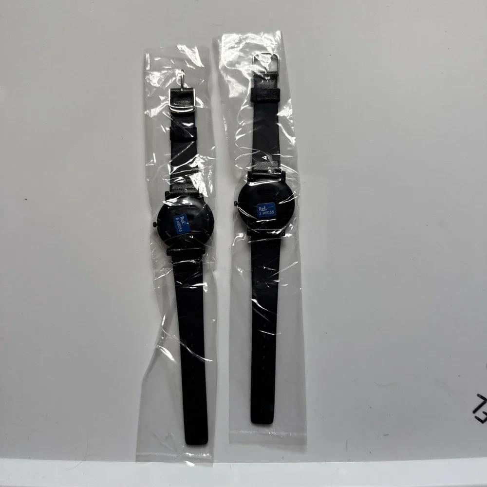 2 Lorus Disney Land 35 Years Black Round Bezel Black Leather Band Watch NOS